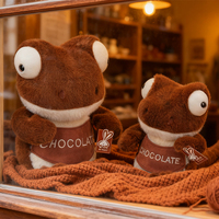 Peluche grenouille mignonne en peluche, poupée aux grands yeux, douce, couleur chocolat, pour la vente en gros aux détaillants de cadeaux et la revente