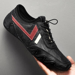 Chaussures de course décontractées tendance en cuir pour hommes, respirantes, en maille douce, grandes tailles, à enfiler, toutes saisons, printemps, été, automne - Product Image 4