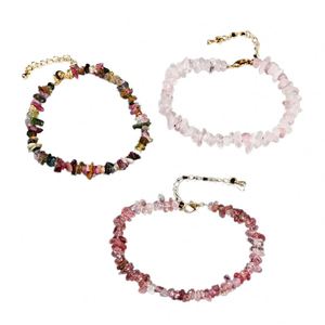 Boheng Hot Sale Natural Crystal Gravels Stone Carved Fashion Trend <b>Bracelet</b> Women Colorful Chip <b>Healing</b> Gemstone for Gift - Product Image 1