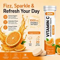 Comprimés effervescents de vitamine C 1000 mg saveur orange, complément alimentaire soluble, 20 comprimés OEM