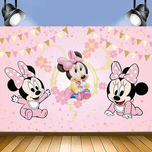 Toile <span class=keywords><strong>de</strong></span> fond personnalisée Mickey Minnie ou Mouse Glitter Bow Baby Shower Girls Happy Birthday Party <span class=keywords><strong>Photo</strong></span> Background Booths Studio Props - Product Image 2