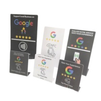 Impression personnalisée QR NFC, impression sur bois ou PVC, 114*146*55mm, 215, support de table NFC pour affichage des avis Google sur les restaurants