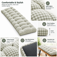 Coussin de banc capitonné vert sauge et olive avec rembourrage moelleux, toucher doux et respirant pour chaises et bancs de patio, assise extérieure