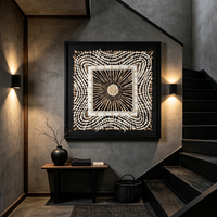 Art mural 3D texturé fait main Wabi Sabi fibre naturelle coquille Mandala peinture abstraite Boho décoration murale maison hôtel