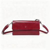 Sac à rabat en cuir brillant rouge vif, forme rectangulaire, bandoulière réglable, sac à bandoulière quotidien