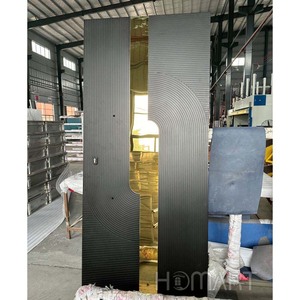 Pintu masuk minimalis Modern mewah hitam dan emas bertekstur artistik desain pintu masuk; Gerbang Villa keamanan kelas atas - Product Image 3