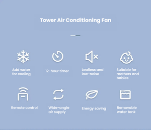 Suitable 60W Tower Evaporative Air Cooler with Water 3 Speeds 6m/s Airflow Remote Control Floor Standing Cooling Fan for Home - Product Image 6