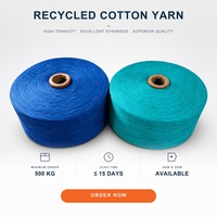 Fil recyclé coton polyester en gros, fil OE mélangé pour chaussettes, gants, tissus à tricoter, fil de serpillière régénéré