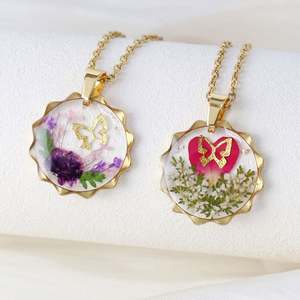 Offre Spéciale élégant rétro vraie fleur collier mère cadeau éternel fleur séchée fleur soleil chandail chaîne bijoux - Product Image 4