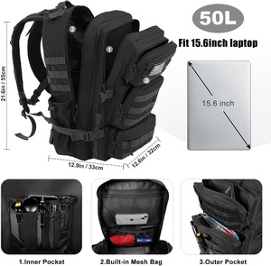 Tactical <b>Backpack</b> 50L Molle Daypack Waterproof Outdoor Hiking Hunting Camping Laptop Bag For Men Large Capacity Rucksack - Product Image 2