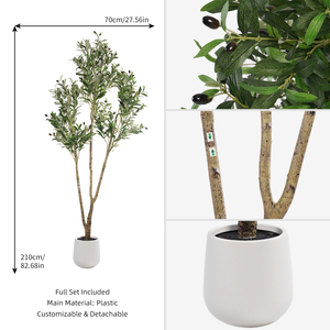 Grand Arbre d'<span class=keywords><strong>Olivier</strong></span> Artificiel <span class=keywords><strong>en</strong></span> <span class=keywords><strong>Gros</strong></span> de 210 cm (7 pieds) – Plante Artificielle Géante avec Tiges <span class=keywords><strong>pour</strong></span> Décoration de Hall d'Hôtel et Entrée – Arbres de Sol - Product Image 3