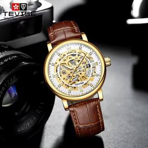 Reloj Mecánico TEVISE T8462B 8462B para Hombre, Diseño Esqueletizado con Esfera Grande, Correa de Cuero, Automático, Estilo Ejecutivo y Deportivo - Product Image 3