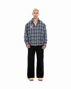 Too <b>Bad</b> Flannel <b>Shirt</b> Regular Fit Warm Plaid Summer Basic with Back Embroidery and Front Leather Label Patch - Product Image 3