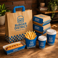 Boîte en carton pour restauration rapide, personnalisable avec logo, jetable, résistante à la graisse, pour burgers, hot-dogs, ailes de poulet, frites, à emporter, pour restaurants