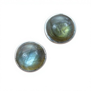 Boucles d'oreilles clous en pierre naturelle, argent 925, sertissage clos, minimalistes, pour usage quotidien, bijoux unisexe, forme boule - Product Image 1