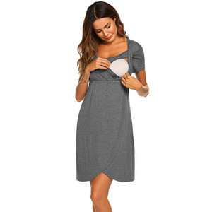 Vente en gros de pyjamas de <span class=keywords><strong>grossesse</strong></span> respirants en coton personnalisés vêtements de maternité pour femmes <span class=keywords><strong>robe</strong></span> de maternité en bambou pour femmes enceintes - Product Image 5