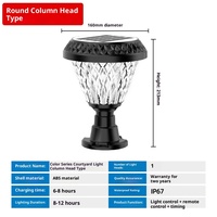 Lumière principale de pilier solaire petit éclairage extérieur imperméable IP65 LED coloré à télécommande Dimmable Garden Villa