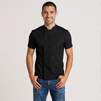 Veste de chef pour homme à manches courtes, uniforme de cuisine respirant, veste de chef à dos en maille ventilée, blouse de laboratoire en tissu polyester tricoté