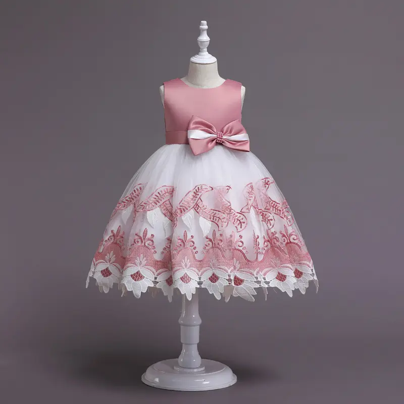 Robe de mariée à fleurs pour filles, en fil pompom, robe de princesse pour petite fille, style occidental, hôte de piano pour enfants