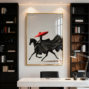ภาพม้าขี่ม้าสำหรับผู้หญิงแบบมินิมอลไฟ LED ติดผนังตกแต่งบ้านห้องนั่งเล่นภาพวาดพอร์ซเลนคริสตัล LED - Product Image 1