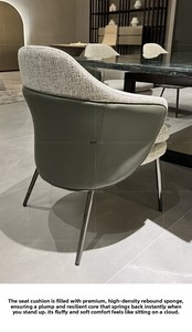 <span class=keywords><strong>Chaise</strong></span> de salle à manger en coton et lin, design nordique, luxe léger, pour maison, bureau, petit appartement, usage commercial, avec structure métallique - Product Image 6