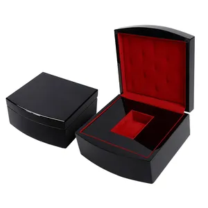 Hochwertige Luxus Custom Watch Verpackung Logo schwarz Klavier farbe Holzuhr Luxus gehäuse Custom Wood Watch Box