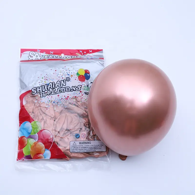 Balões de látex metálicos para decoração, venda a atacado de balões de cor cromada, de 10 polegadas, 1.8g, bolas redondas de decoração para festa