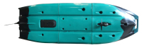 Kayak de pêche et de randonnée en eau vive VK 1 personne, système de propulsion à pédales, moteur détachable, matériau HDPE, écologique, durable