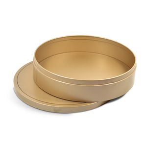 Phẳng Lớn Vàng Rỗng Thực Phẩm Vòng Kim Loại 8 Inch Biscuit Cookie Tins Hoặc Bánh Tins Can - Product Image 3