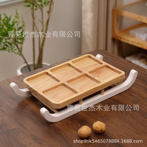 ถาดไม้ Mu Yujia 6 ช่องพร้อมหูจับ สำหรับชา ขนม อาหารร้อน ใช้ในบ้าน - Product Image 4