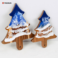 Epoxyhars acacia houten charcuterieplank snijplank ocean beach kaasplank kunst epoxyhars snijplank met handvat