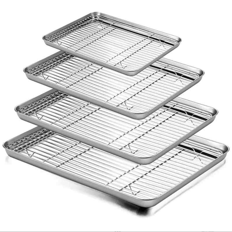 Plaque de cuisson en acier inoxydable à fond plat ensemble de grille de refroidissement grille de câblage de cuisson 304 plaque carrée plaque de four polyvalente