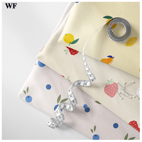 Tissu Popeline de Coton 100% 40S 105gsm Tissé à Motif Floral de Myrtilles Mignonnes Imprimé pour Filles - Collection WF