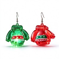 Boucles d'oreilles lumineuses LED clignotantes en forme de pull de Noël pour fêtes de fin d'année, événements en boîte de nuit, vente en gros