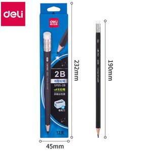 Deli Writing Pencil S955 2B 190mm With Eraser For Office School Use - Product Image 1