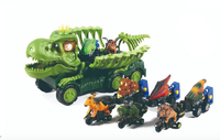 Camion porte-squelettes de dinosaures en plastique avec lumières et sons, et 6 mini-dinosaures à rétrofriction pour enfants de 2,5 mois à 12 ans