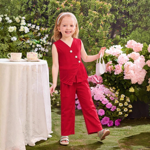 Completo Estivo 2025 per Bambine: Canotta Senza Maniche e Pantaloni con Volant, Set Due Pezzi Casual, Abbigliamento Boutique per Bambini - Product Image 4