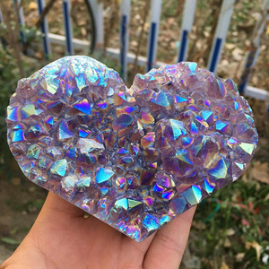 Venta al por Mayor de Cristales Curativos, Cristal de Amatista Aura en Forma de Corazón para Decoración del Hogar y Regalos - Product Image 3