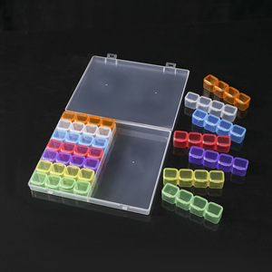 Nail Art Storage Box 28 56 Compartment Plastic Desktop Organizer With Hinged Lid For Rhinestones Jewelry Accessories - Product Image 3