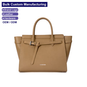 Top Quality Customized <strong>Luxury</strong> Genuine Leather Tote Bag for Women Retro Ladies Zipper Leather <strong>Handbag</strong> with Inner Pocket - Product Image 1