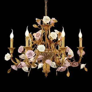 Jewellerytop Rococo trang trí ánh sáng phong cách Pháp Đèn chùm mộc mạc ánh sáng cho hình ảnh trang trí mặt dây chuyền đèn