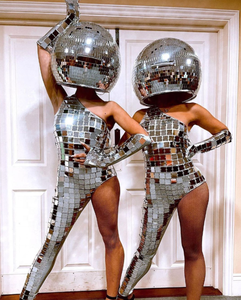 Vente chaude <span class=keywords><strong>Disco</strong></span> Miroir Costume Fête Scène Femme <span class=keywords><strong>Adulte</strong></span> Cosplay Discothèque Partie Argent Miroir Costume - Product Image 2