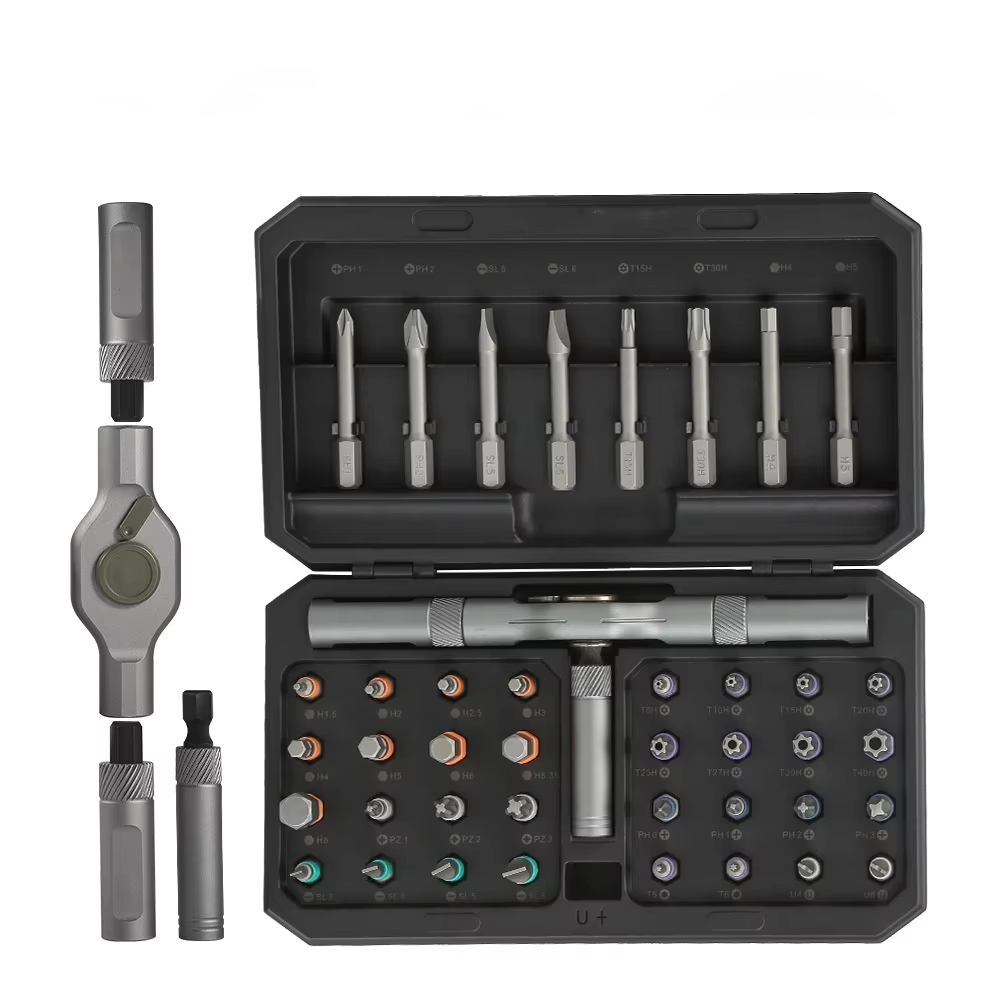 Precision 42-in-1 Magnetic Mini Screwdriver Bit Set Home Repair Tool Kit with Steel Detachable T Handle for Furniture & Bicycle