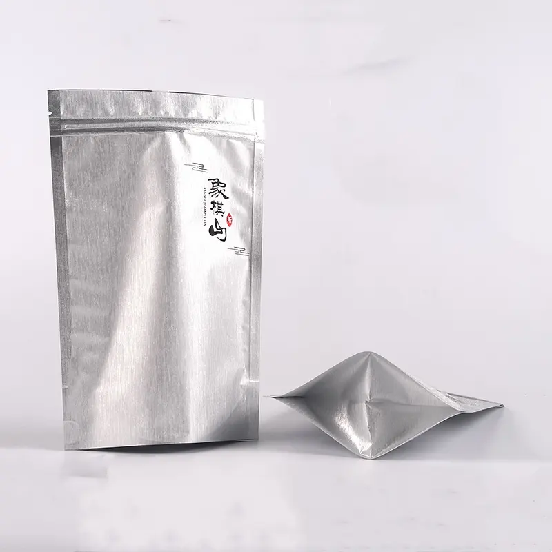 도매 공장 가격 doypack 알루미늄 호일 순수 비닐 봉투 지퍼 잠금 실버 음식 스탠드 업 파우치 치료