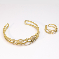 Bracelets et bagues plaqués or 18 carats pour femmes, ensemble de bijoux de luxe en laiton et diamant, à la mode