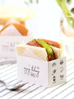 Boîtes d'emballage de toast jetables blanches personnalisées Wrap Pastry Take Away Paper Holder Sandwich Food Box