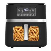 Friteuse à air numérique visible 5/6L avec panier antiadhésif, fonctions de cuisson multiples, pour friture sans huile, rôtissage, déshydratation, réchauffage