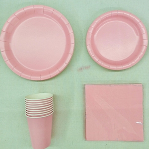 Vaisselle jetable de couleur unie DAMAI, rose bébé, fournitures pour fêtes, anniversaires, camping, décoration de table, serviettes en papier, gobelets, assiettes - Product Image 2