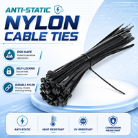 Attaches de câbles antistatiques ESD 4,8x300mm, attaches de câbles en nylon robustes pour la gestion des câbles industriels, lot de 100