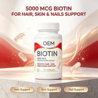 Biotine 5000mcg Capsules végétariennes Soutien Cheveux Peau Ongles Non-OGM 90